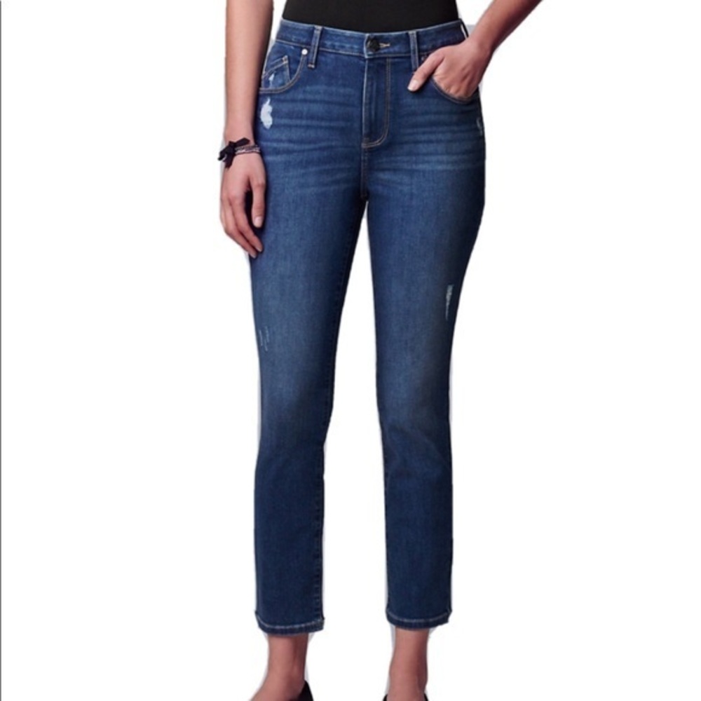 NWT Simply Vera Wang Distressed Ripped Jeans Skinny Ankle  Cropped Stretch